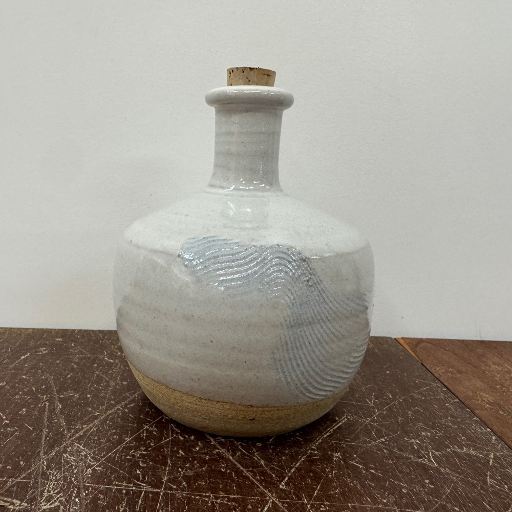 Handmade Pottery Bottle Vase With‎ Cork Stopper Rustic Farmhouse Decor